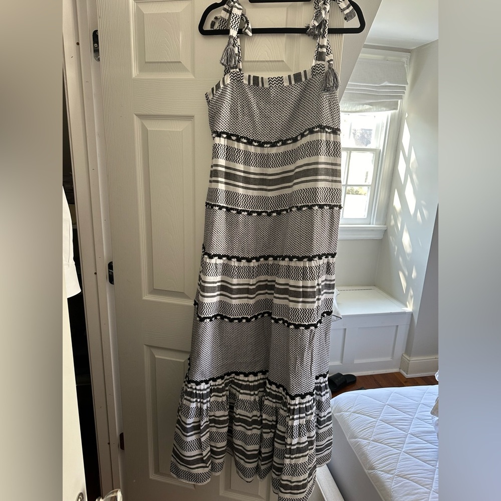 Veronica beard tiered black and white dress